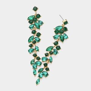 Green Marquise Round Stone Statement Earrings